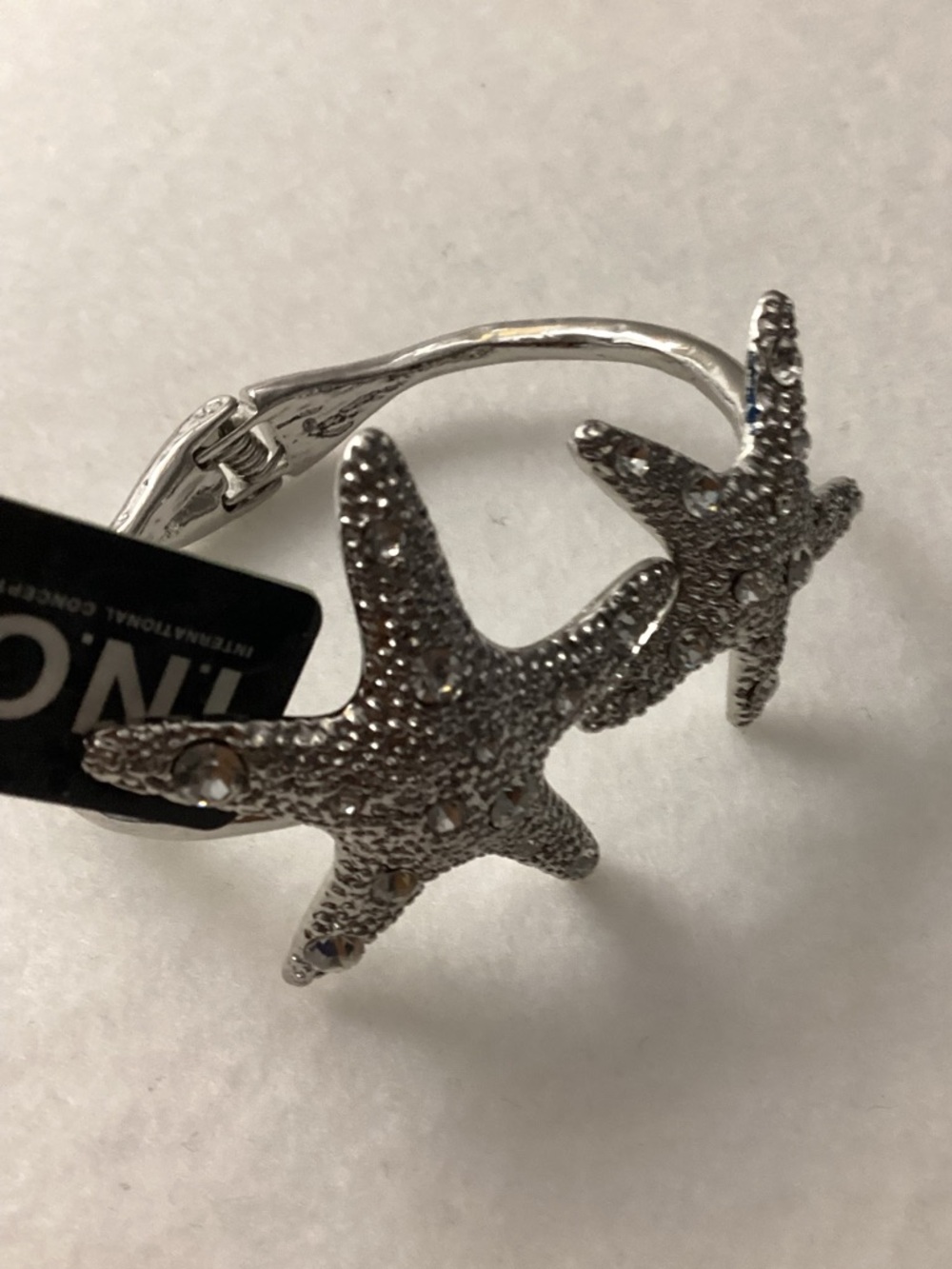 International Concepts Silver-Tone Crystal Starfish Cuff Bracelet - Picture 2 of 8